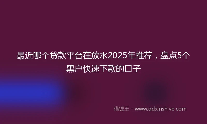 最近哪个贷款平台在放水2025年推荐，盘点5个黑户快速下款的口子