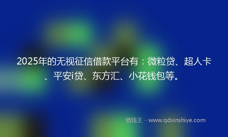 2025年的无视征信借款平台有：微粒贷、超人卡、平安i贷、东方汇、小花钱包等。