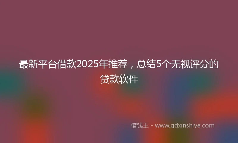 最新平台借款2025年推荐,总结5个无视评分的贷款软件
