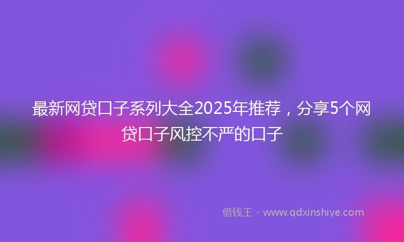 最新网贷口子系列大全2025年推荐，分享5个网贷口子风控不严的口子