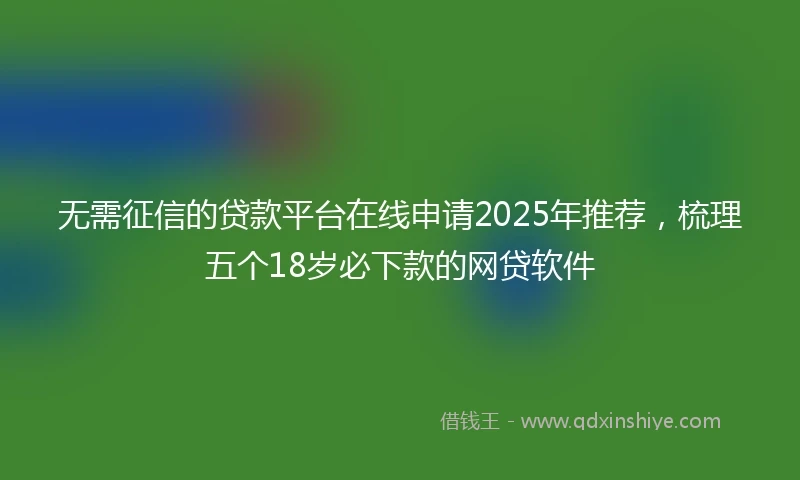 无需征信的贷款平台在线申请2025年推荐，梳理五个18岁必下款的网贷软件