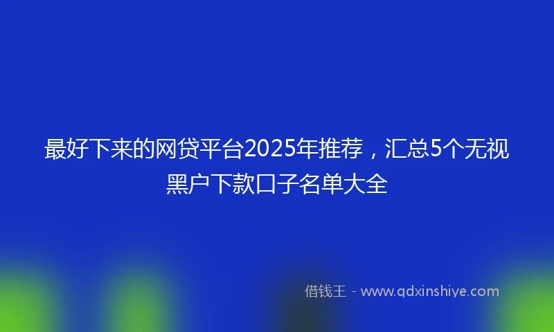 最好下来的网贷平台2025年推荐，汇总5个无视黑户下款口子名单大全