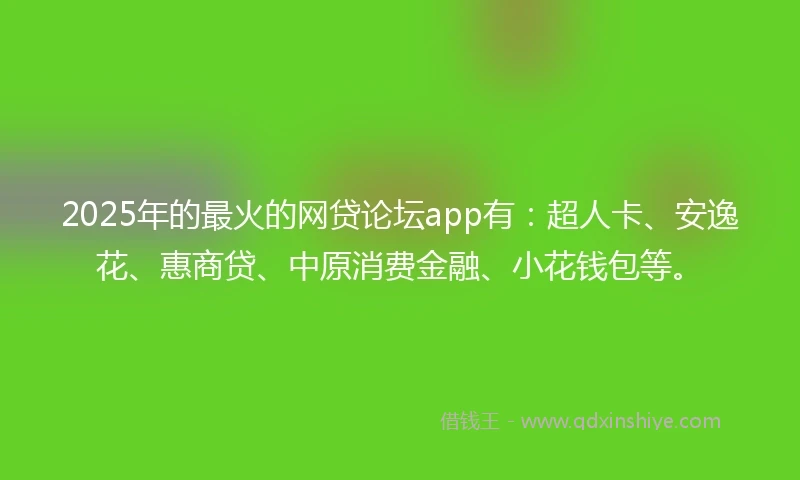 2025年的最火的网贷论坛app有：超人卡、安逸花、惠商贷、中原消费金融、小花钱包等。