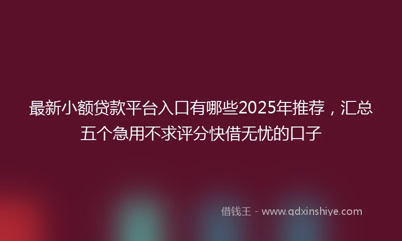 最新小额贷款平台入口有哪些2025年推荐，汇总五个急用不求评分快借无忧的口子