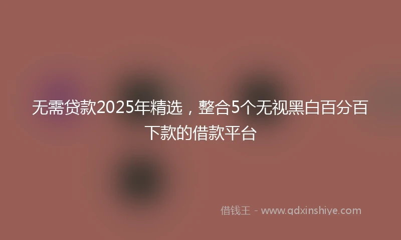 无需贷款2025年精选，整合5个无视黑白百分百下款的借款平台