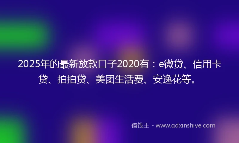 2025年的最新放款口子2020有：e微贷、信用卡贷、拍拍贷、美团生活费、安逸花等。
