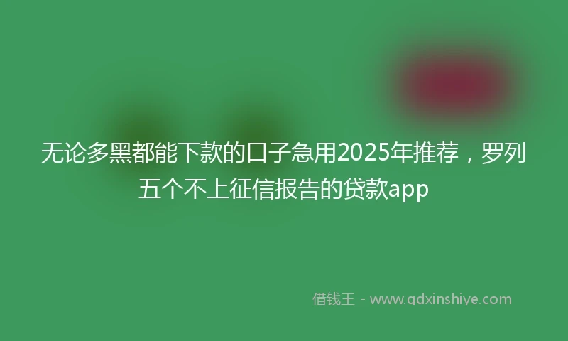 无论多黑都能下款的口子急用2025年推荐，罗列五个不上征信报告的贷款app