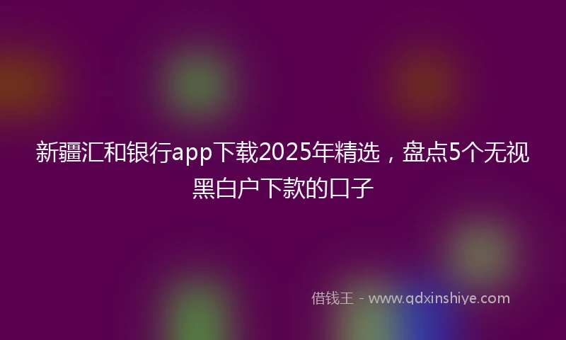 新疆汇和银行app下载2025年精选,盘点5个无视黑白户下款的口子