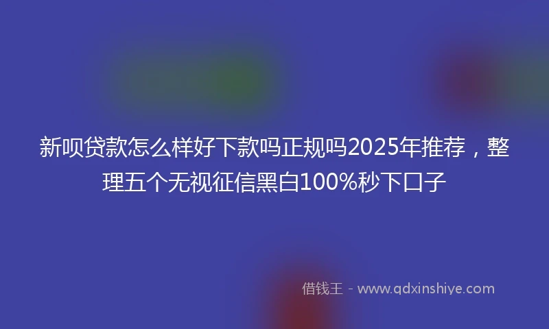 新呗贷款怎么样好下款吗正规吗2025年推荐,整理五个无视征信黑白100%秒下口子
