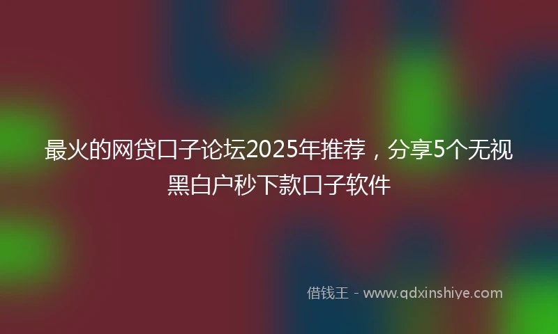 最火的网贷口子论坛2025年推荐,分享5个无视黑白户秒下款口子软件
