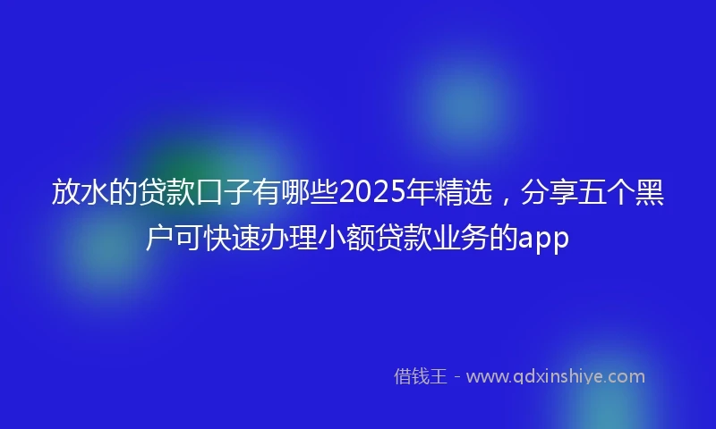 放水的贷款口子有哪些2025年精选，分享五个黑户可快速办理小额贷款业务的app