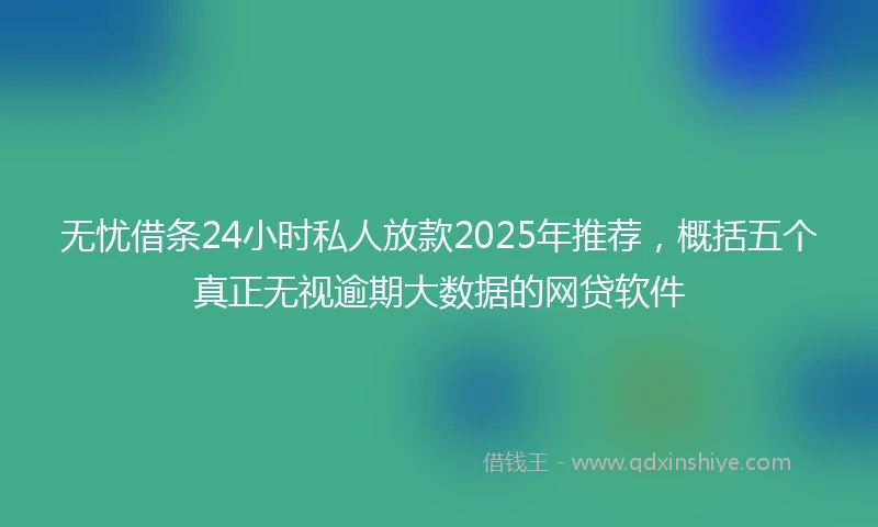 无忧借条24小时私人放款2025年推荐,概括五个真正无视逾期大数据的网贷软件