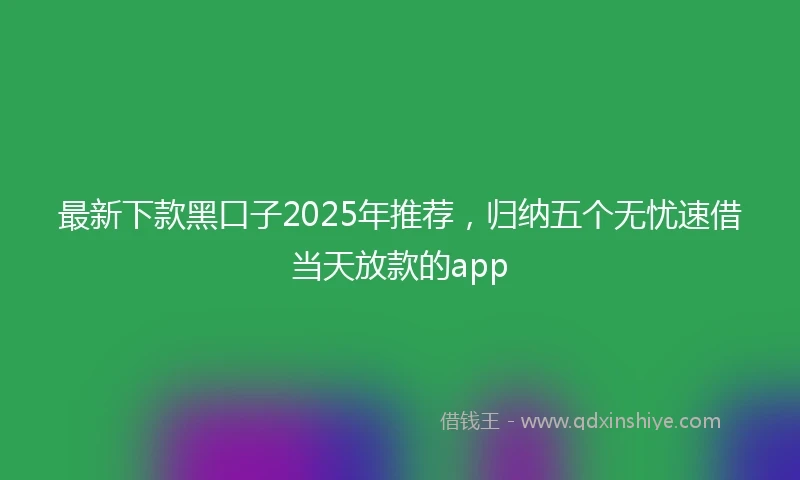 最新下款黑口子2025年推荐，归纳五个无忧速借当天放款的app