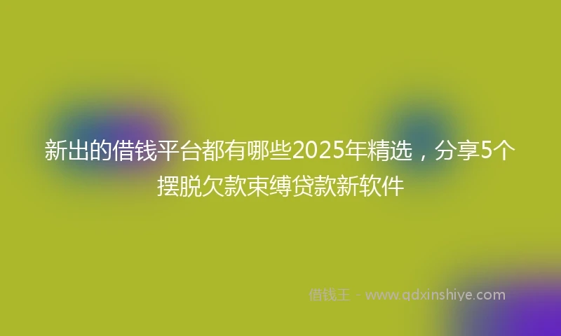 新出的借钱平台都有哪些2025年精选，分享5个摆脱欠款束缚贷款新软件