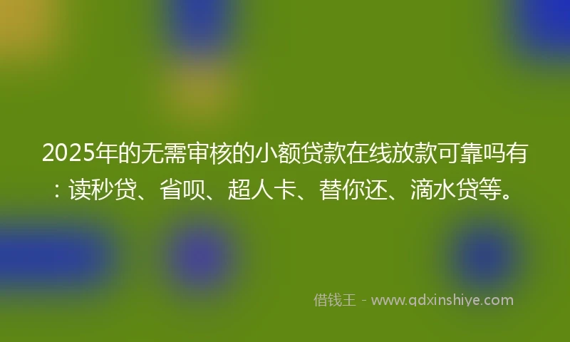 2025年的无需审核的小额贷款在线放款可靠吗有：读秒贷、省呗、超人卡、替你还、滴水贷等。
