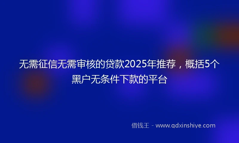 无需征信无需审核的贷款2025年推荐，概括5个黑户无条件下款的平台