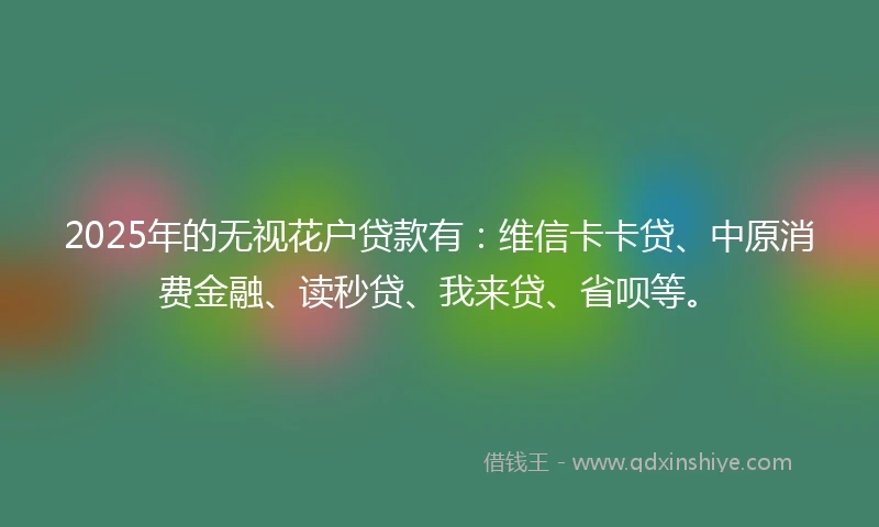 2025年的无视花户贷款有：维信卡卡贷、中原消费金融、读秒贷、我来贷、省呗等。