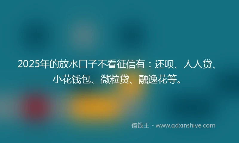 2025年的放水口子不看征信有：还呗、人人贷、小花钱包、微粒贷、融逸花等。