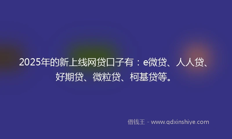 2025年的新上线网贷口子有：e微贷、人人贷、好期贷、微粒贷、柯基贷等。