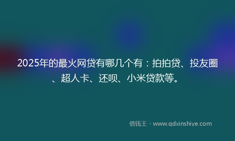 2025年的最火网贷有哪几个有：拍拍贷、投友圈、超人卡、还呗、小米贷款等。