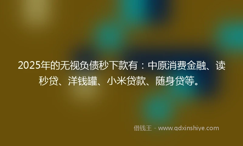 2025年的无视负债秒下款有：中原消费金融、读秒贷、洋钱罐、小米贷款、随身贷等。
