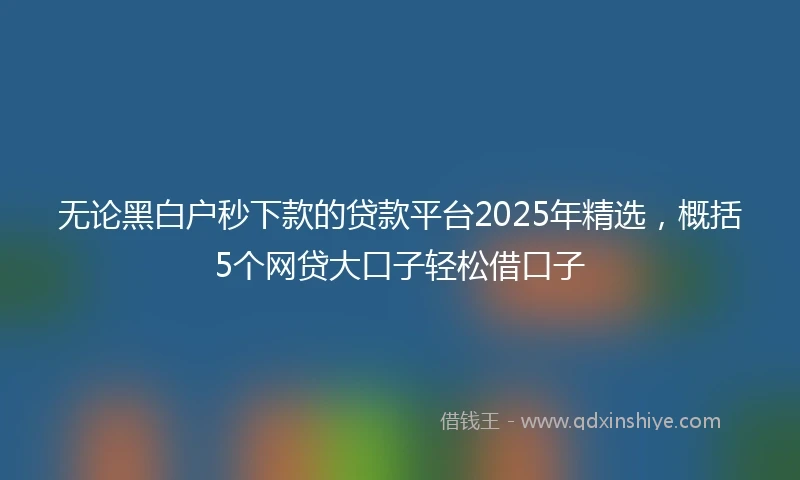 无论黑白户秒下款的贷款平台2025年精选,概括5个网贷大口子轻松借口子