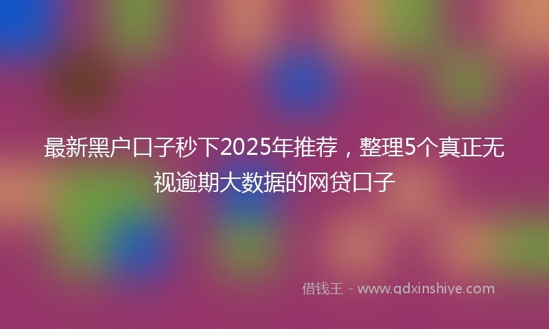 最新黑户口子秒下2025年推荐,整理5个真正无视逾期大数据的网贷口子