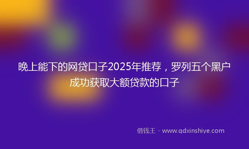 晚上能下的网贷口子2025年推荐，罗列五个黑户成功获取大额贷款的口子