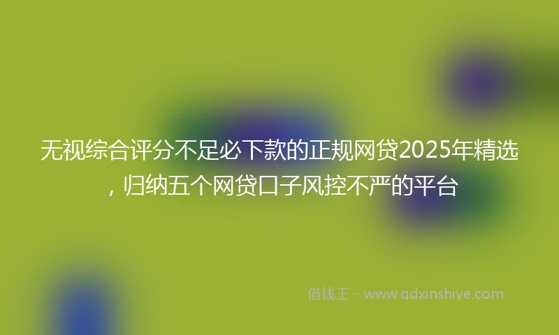 无视综合评分不足必下款的正规网贷2025年精选，归纳五个网贷口子风控不严的平台