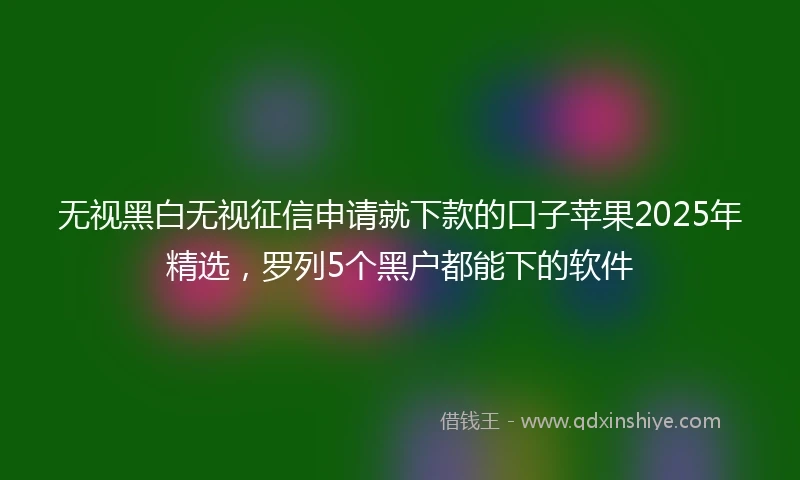 无视黑白无视征信申请就下款的口子苹果2025年精选，罗列5个黑户都能下的软件