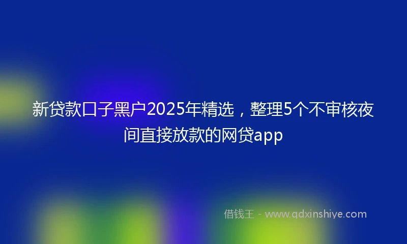 新贷款口子黑户2025年精选，整理5个不审核夜间直接放款的网贷app