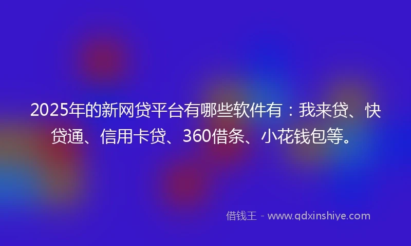 2025年的新网贷平台有哪些软件有：我来贷、快贷通、信用卡贷、360借条、小花钱包等。