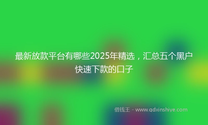 最新放款平台有哪些2025年精选，汇总五个黑户快速下款的口子