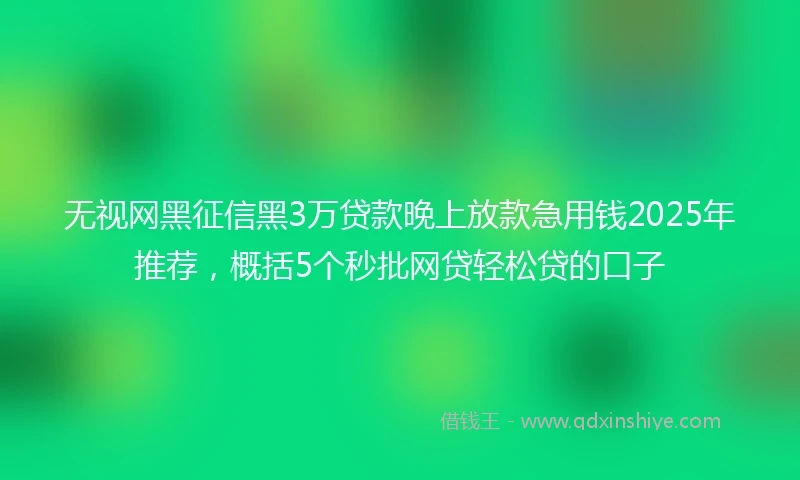 无视网黑征信黑3万贷款晚上放款急用钱2025年推荐，概括5个秒批网贷轻松贷的口子