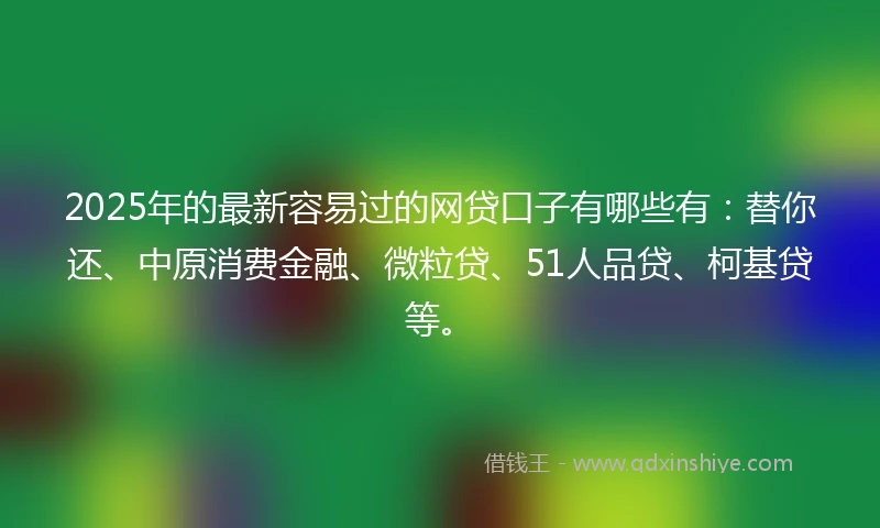 2025年的最新容易过的网贷口子有哪些有：替你还、中原消费金融、微粒贷、51人品贷、柯基贷等。