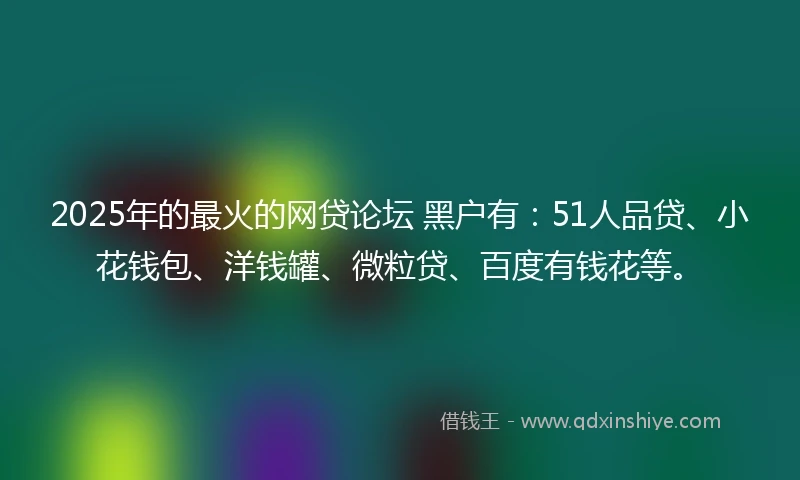 2025年的最火的网贷论坛 黑户有：51人品贷、小花钱包、洋钱罐、微粒贷、百度有钱花等。