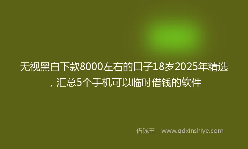 无视黑白下款8000左右的口子18岁2025年精选，汇总5个手机可以临时借钱的软件
