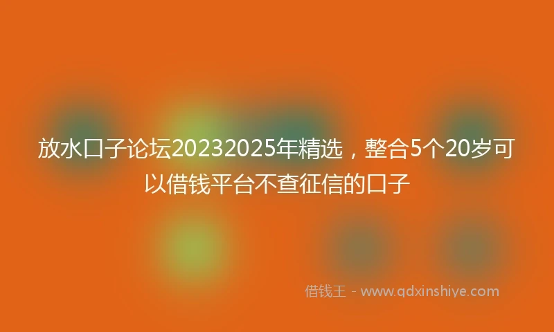 放水口子论坛20232025年精选，整合5个20岁可以借钱平台不查征信的口子