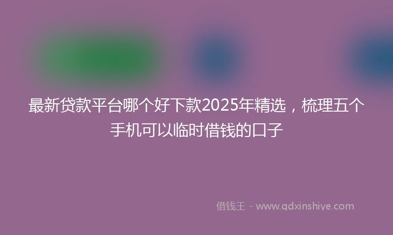 最新贷款平台哪个好下款2025年精选，梳理五个手机可以临时借钱的口子