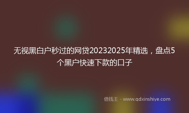无视黑白户秒过的网贷20232025年精选，盘点5个黑户快速下款的口子