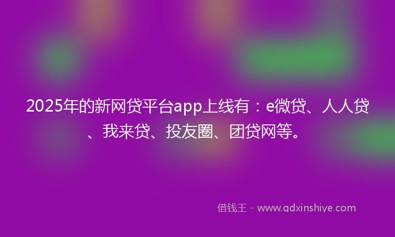 2025年的新网贷平台app上线有：e微贷、人人贷、我来贷、投友圈、团贷网等。