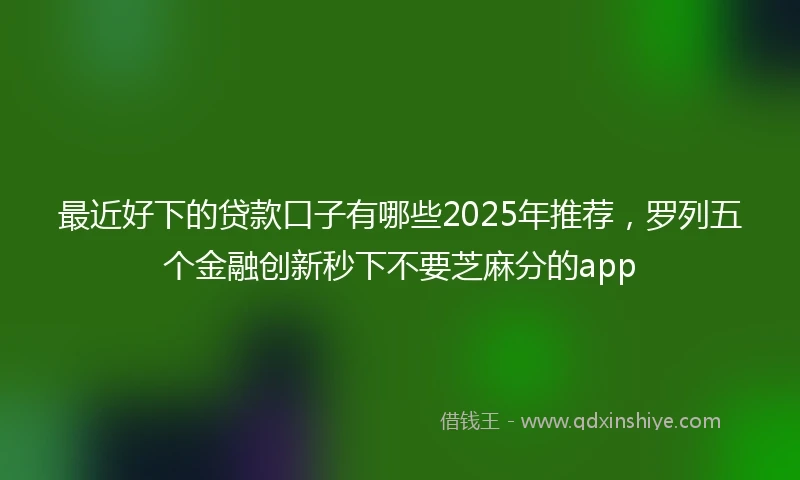 最近好下的贷款口子有哪些2025年推荐，罗列五个金融创新秒下不要芝麻分的app