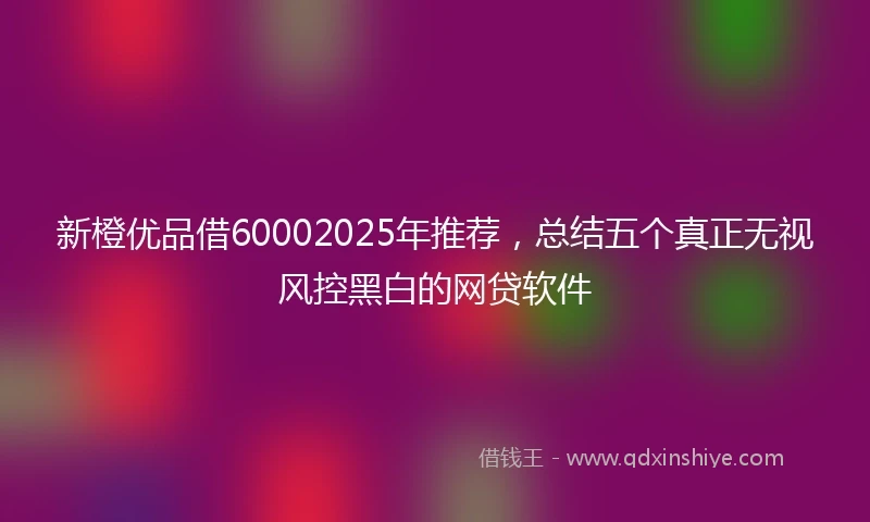 新橙优品借60002025年推荐,总结五个真正无视风控黑白的网贷软件