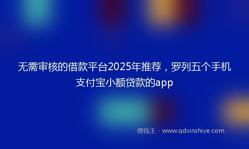 无需审核的借款平台2025年推荐，罗列五个手机支付宝小额贷款的app