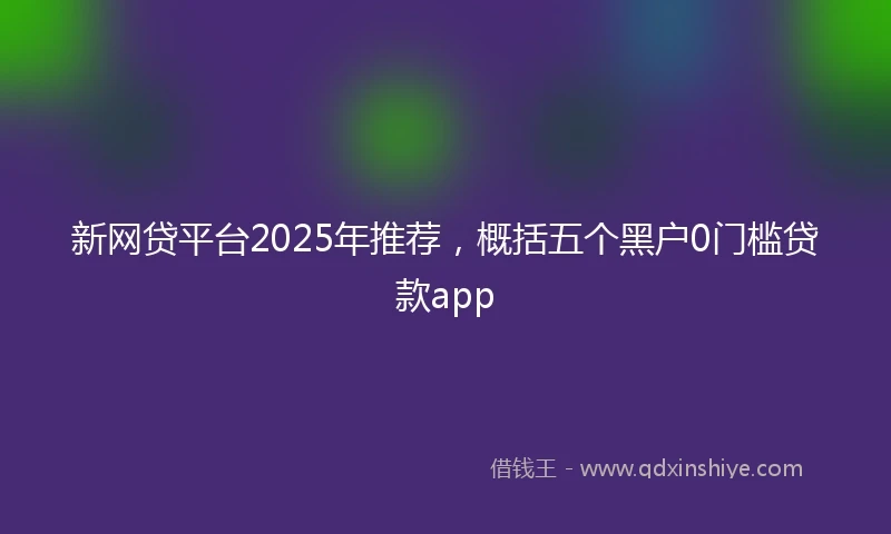 新网贷平台2025年推荐，概括五个黑户0门槛贷款app