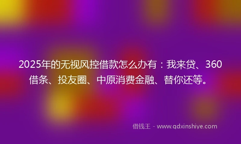 2025年的无视风控借款怎么办有：我来贷、360借条、投友圈、中原消费金融、替你还等。