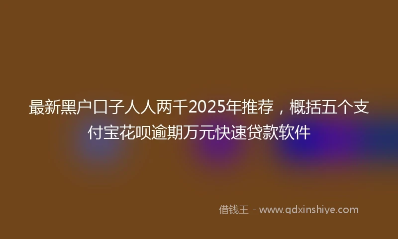 最新黑户口子人人两千2025年推荐，概括五个支付宝花呗逾期万元快速贷款软件