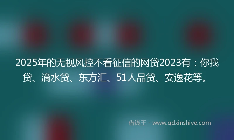 2025年的无视风控不看征信的网贷2023有：你我贷、滴水贷、东方汇、51人品贷、安逸花等。