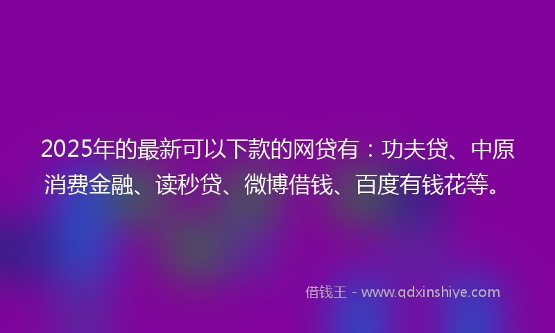 2025年的最新可以下款的网贷有：功夫贷、中原消费金融、读秒贷、微博借钱、百度有钱花等。