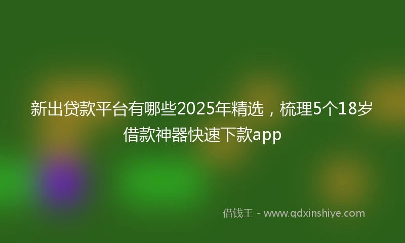 新出贷款平台有哪些2025年精选,梳理5个18岁借款神器快速下款app